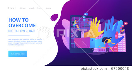 Digital overload concept landing page 67300048