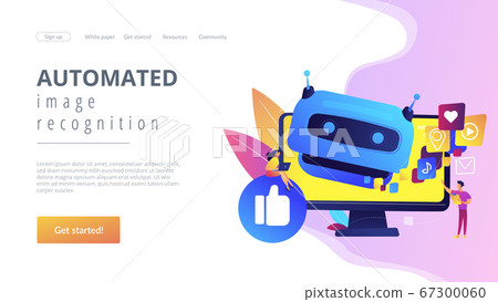 AI in social media concept landing page. 67300060
