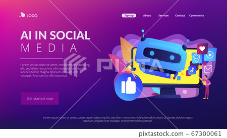 AI in social media concept landing page. AI in social media concept landing page. 67300061