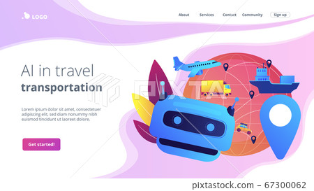 AI in travel and transportation concept landing page. AI in travel and transportation concept landing page. 67300062