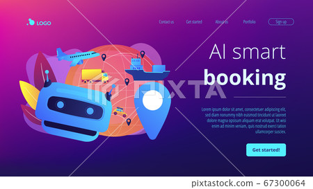 AI in travel and transportation concept landing page. AI in travel and transportation concept landing page. 67300064