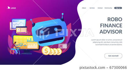 Artificial intelligence in financing concept landing page. Artificial intelligence in financing concept landing page. 67300066