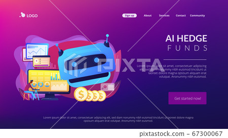 Artificial intelligence in financing concept landing page. Artificial intelligence in financing concept landing page. 67300067