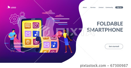 Foldable smartphone concept landing page. - Stock Illustration ...