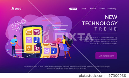 Foldable smartphone concept landing page. Foldable smartphone concept landing page. 67300988