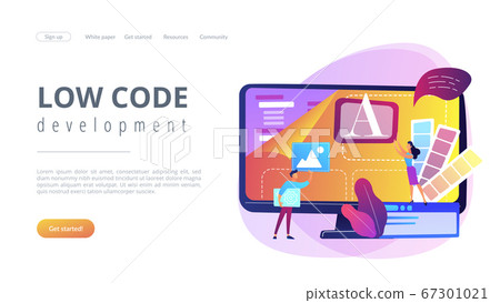 Low code development concept landing page. Low code development concept landing page. 67301021
