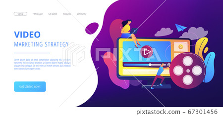 Video content marketing concept landing page. Video content marketing concept landing page. 67301456