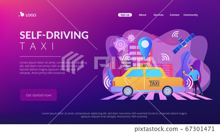 Autonomous taxi concept landing page. 67301471