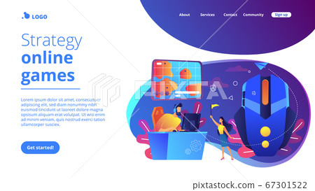 Strategy online games concept landing page. - Stock Illustration ...