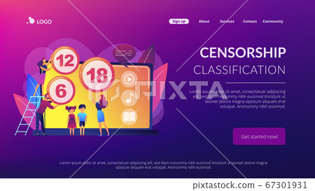 Content rating system concept landing page. Content rating system concept landing page. 67301931