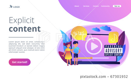 Parental advisory music concept landing page. Parental advisory music concept landing page. 67301932