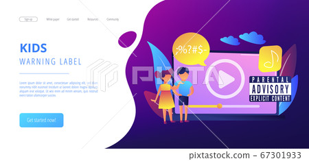 Parental advisory music concept landing page. Parental advisory music concept landing page. 67301933
