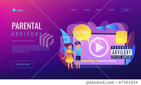 Parental advisory music concept landing page. Parental advisory music concept landing page. 67301934