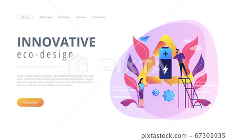 Eco battery concept landing page. Eco battery concept landing page. 67301935