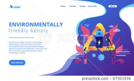 Eco battery concept landing page. Eco battery concept landing page. 67301936