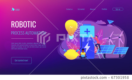 Innovative battery technology concept landing page. 67301958
