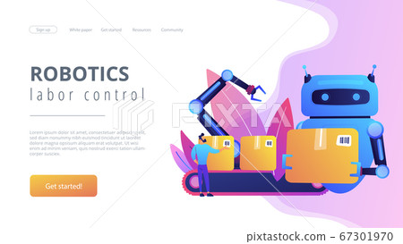 Labor substitution concept landing page. Labor substitution concept landing page. 67301970