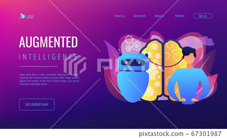 Augmented intelligence concept landing page. Augmented intelligence concept landing page. 67301987