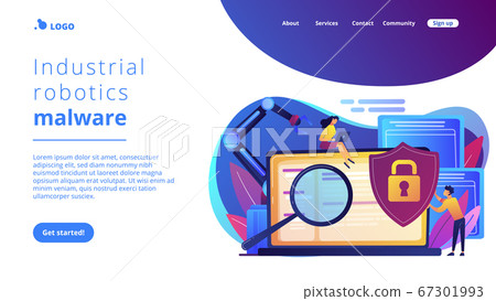 Industrial cybersecurity concept landing page. Industrial cybersecurity concept landing page. 67301993