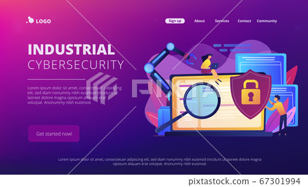 Industrial cybersecurity concept landing page. Industrial cybersecurity concept landing page. 67301994