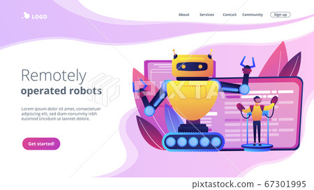 Remotely operated robots concept landing page. Remotely operated robots concept landing page. 67301995