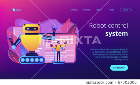Remotely operated robots concept landing page. Remotely operated robots concept landing page. 67302006