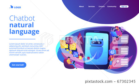 Natural language processing concept landing page. 67302345