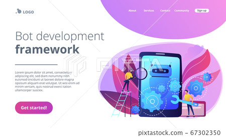 Chatbot app developmentconcept landing page. - Stock Illustration ...