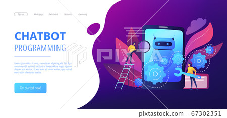 Chatbot app developmentconcept landing page. - Stock Illustration ...