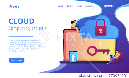 Cloud computing security concept landing page. - Stock Illustration ...