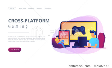 Cross-platform play concept landing page. Cross-platform play concept landing page. 67302448