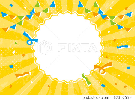 Yellow background with flag and confetti Yellow background with flag and confetti 67302553