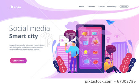 Social media and smart city landing page. Social media and smart city landing page. 67302789