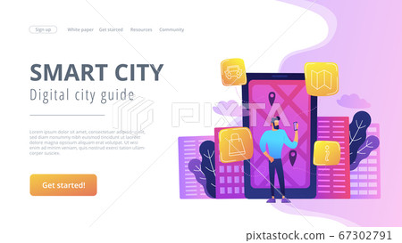 Smart city and digital city guide landing page. Smart city and digital city guide landing page. 67302791