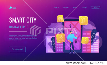 Smart city and digital city guide landing page. Smart city and digital city guide landing page. 67302796