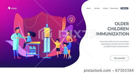 Vaccination of preteens and teens concept landing page. 67303384