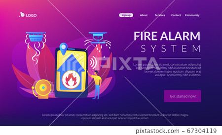 Fire alarm system concept landing page. Fire alarm system concept landing page. 67304119