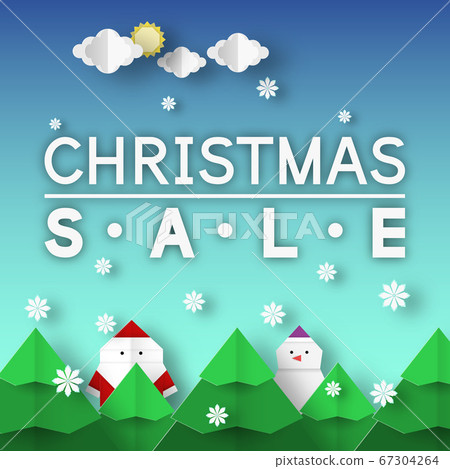 Christmas Sale origami banner.  67304264