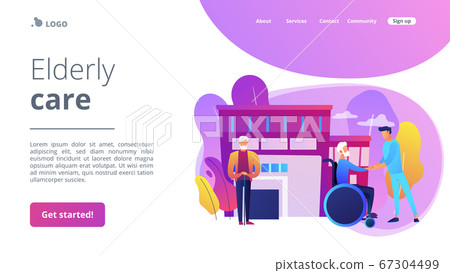 Elderly care concept landing page Elderly care concept landing page 67304499