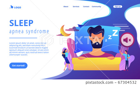 Night snoring concept landing page. Night snoring concept landing page. 67304532