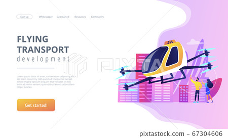 Aerial taxi service concept landing page. 67304606