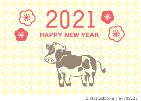 2021牛年新年明信片模板 67305128