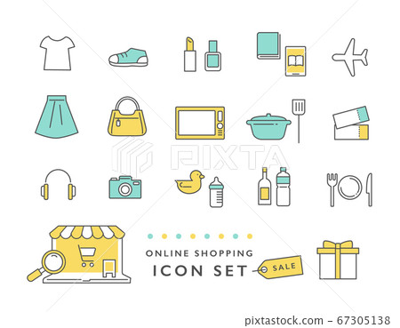 Online shopping icon set material 67305138