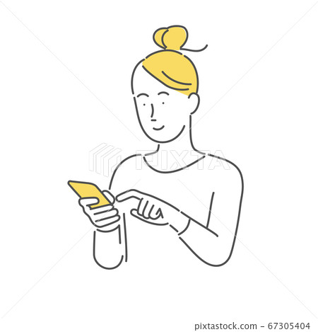 Woman operating a smartphone 67305404
