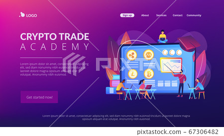 Cryptocurrency trading courses concept landing page 67306482
