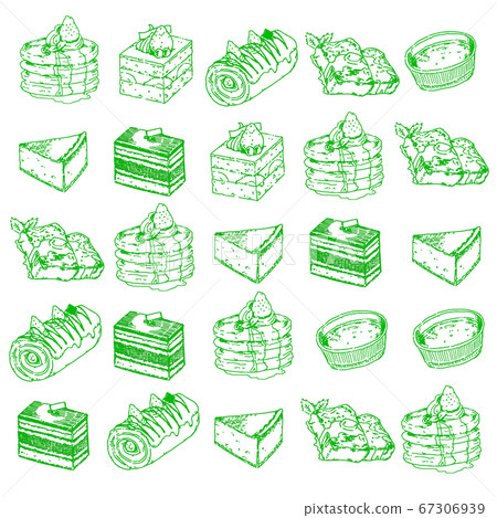 Cake pattern line drawing green - Stock Illustration [67306939] - PIXTA