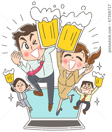 擁有遠程在線酒會的公司員工 擁有遠程在線酒會的公司員工 67308717