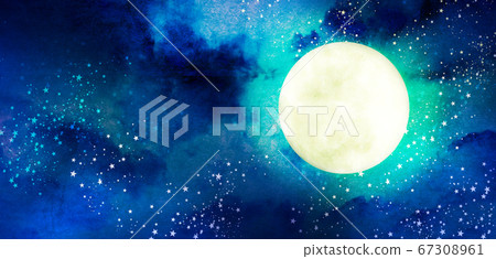 Shining moon night sky background material Shining moon night sky background material 67308961