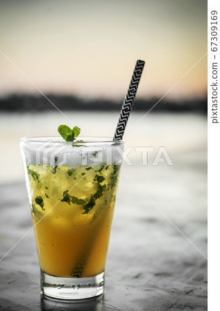 passion fruit mojito mixed cocktail drink in 67309169