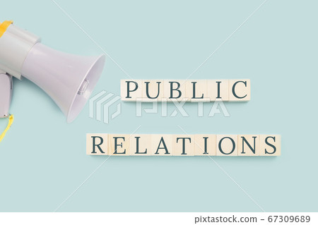 Public relations text with megaphone concept 67309689